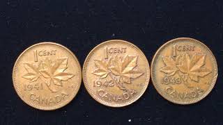 Canada 1 Cent 1941, 1942 and 1943 - Canada's War Pennies