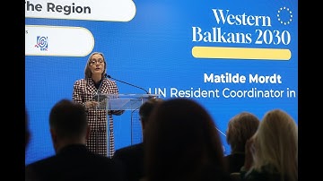 Matilde Mordt, UN Resident Coordinator in Serbia, at the opening of the Western Balkans 2030
