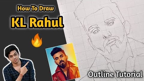 How To Draw KL Rahul Step By Step Sketch Outline Tutorial | KL Rahul Outline Tutorial #Grid #Drawing