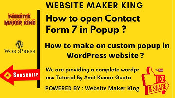 How to open Contact Form 7 in Popup ? | How to make on custom popup in WordPress website ? #popup