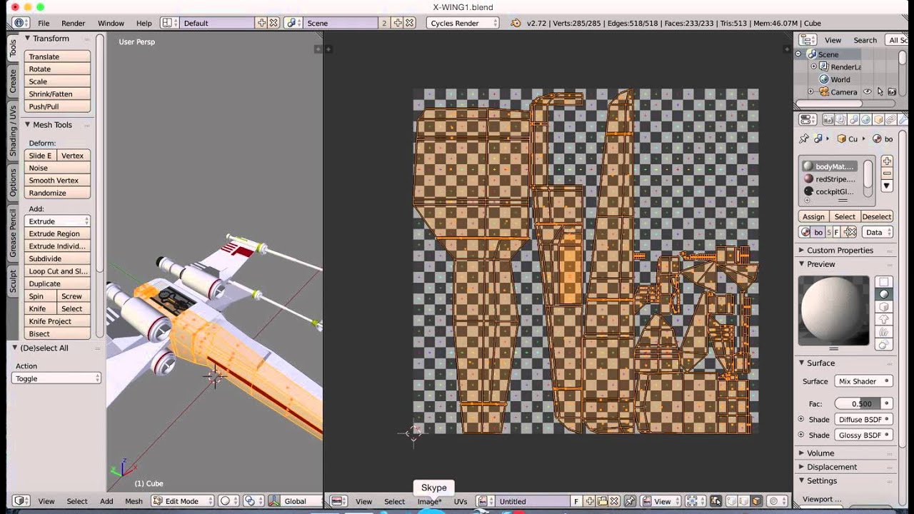 Blender X Wing Tutorial Part 6 YouTube