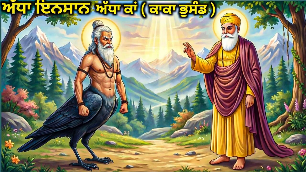 ਗੁਰੂ ਨਾਨਕ ਦੇਵ ਜੀ ਕਥਾ ਅੱਧਾ ਇਨਸਾਨ ਅੱਧਾ ਕਾਂ ਗੁਰੂ ਨਾਨਕ ਅਤੇ ਕਾਕ ਭੁਸੁੰਡ Guru Nanak Dev Ji Shabad