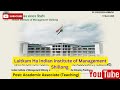 Laitkam ha Indian Institute of Management Shillong | Post: Accademic Associate (Teaching)