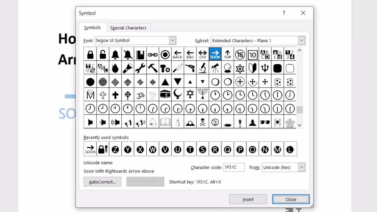 How to type Soon With Rightwards Arrow Above in Word Hindi