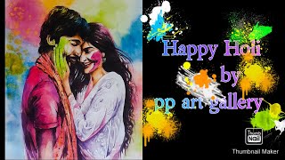 Couple Holi Painting2Holi Watercolour Painting