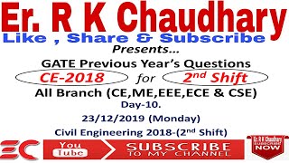 Day-10, Civil Engineering 2018, shift-2. Target GATE-2020, GATE Previous year questions. screenshot 3