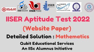 IISER Aptitude Test 2022 Detailed Solution (Mathematics) Website Paper