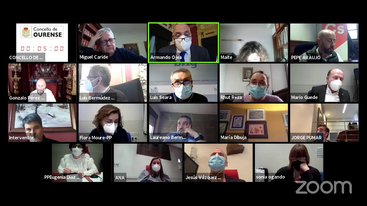 Pleno CONCELLO DE OURENSE, Viernes 12/2/2021 a las 9 horas a través de ZOOM
