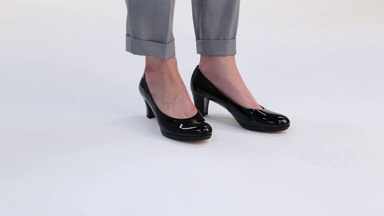 Gabor Figaro Black Patent Court Shoes