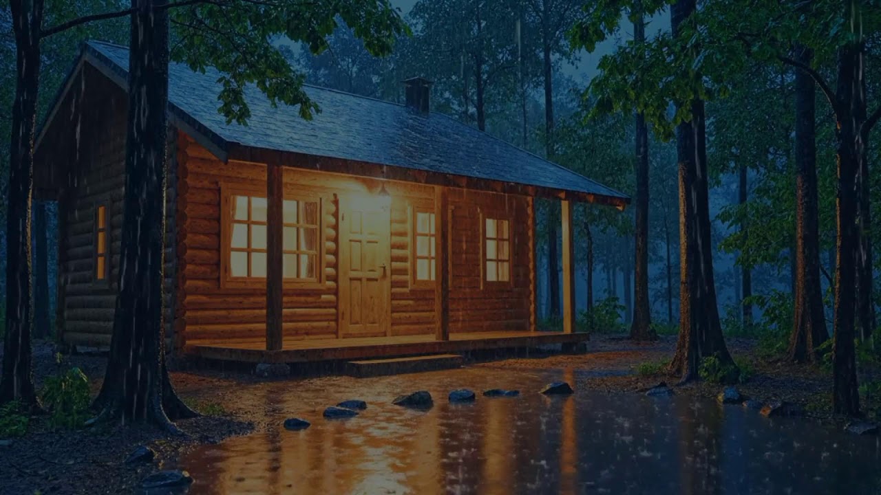 Rain Sounds For Sleeping | Fall Asleep Instantly 🌙 Rain Sounds in a Warm Forest Cabin