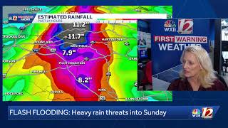 FLASH FLOODING DEVELOPING: Downtown Mount Airy to Danbury, Ararat river basin flooding