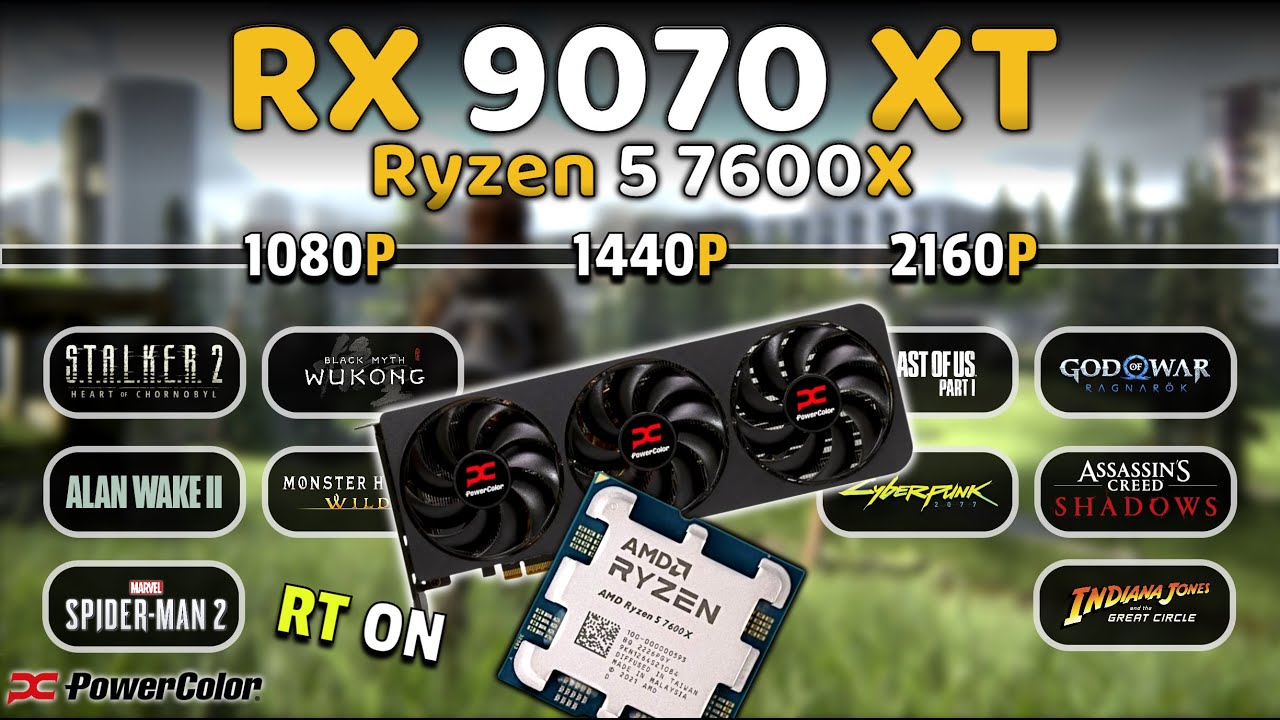 RX 9070 XT + Ryzen 5 7600x | 1080p, 1440p, 2160p | Test in 10 Games ...