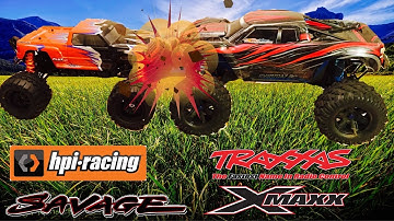 TRAXXAS X-MAXX AND HPI SAVAGE.(Father/Son Bash)