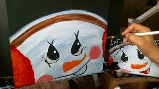 snowman painted easy painting canvas wood