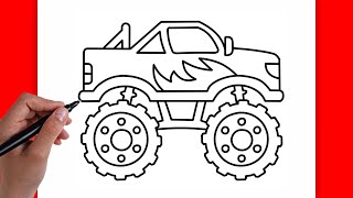 HOW TO DRAW MONSTER TRUCK | DRAWING STEP BY STEP