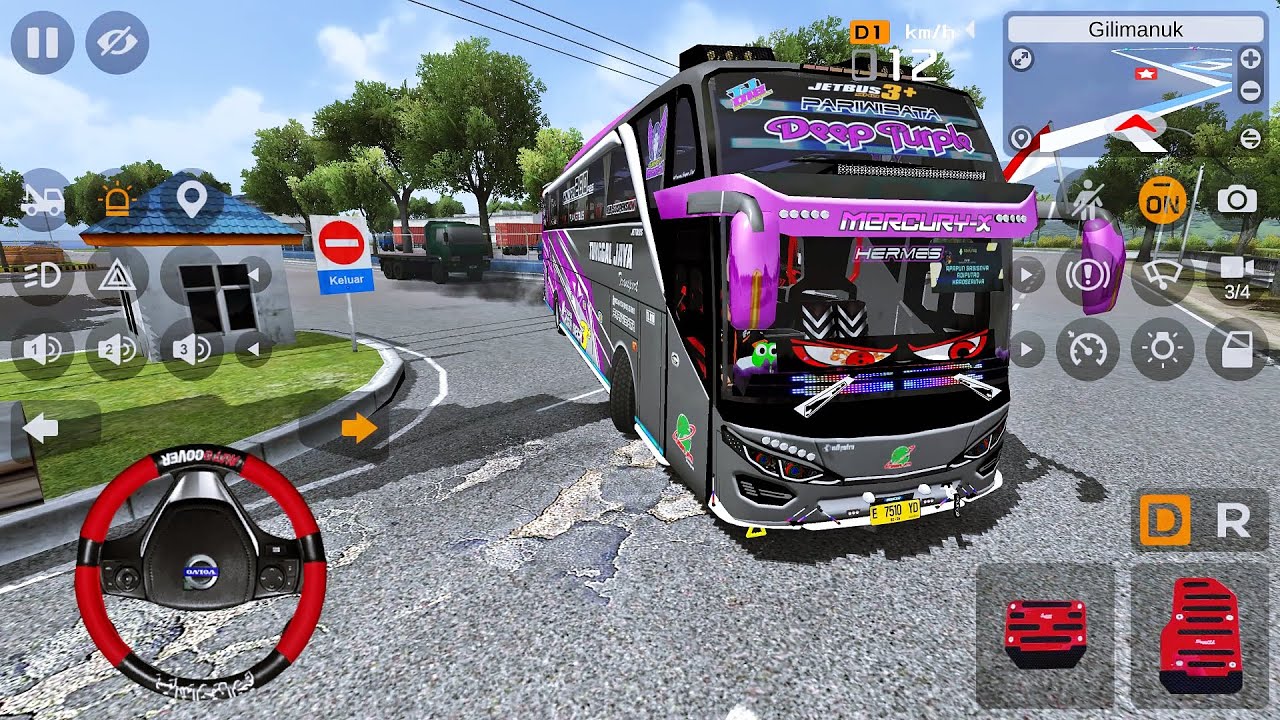 Bus Pariwisata Deep Purple Tunggal Jaya Pasang Strobo Mata Bergerak Full Modif Pakai Corong Sultan