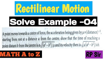 A point move towards centre of force, the acceleration being given by mu/(distance)^-3 starting from