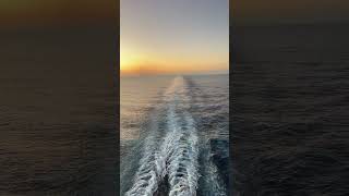 Golden hour bliss with nothing on the horizon but  sunset hues and the open sea. #cruisinchronicles