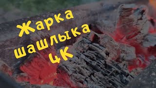 Жарка шашлыка в 4K видео