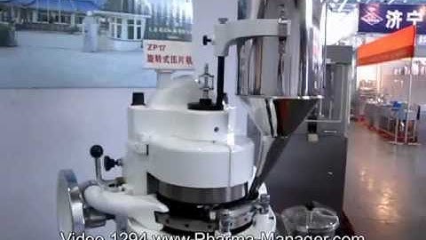 Tablet machine, Rotary tablet press for tablets. Video 1294 www.Pharma-Manager.com
