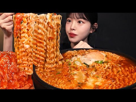 SUB)꼬들칼칼 삼양라면 매운맛 먹방!🔥김장김치까지 파송송계란탁 라면 꿀조합 리얼사운드 Ramyeon Mukbang Asmr