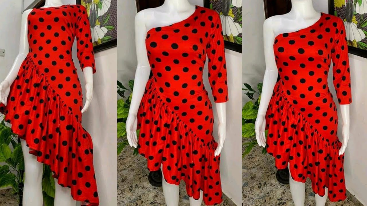 HOW TO MAKE A MONOSTRAP DRESS WITH RUFFLES | bodycon dress with ruffles | cutting and stitching