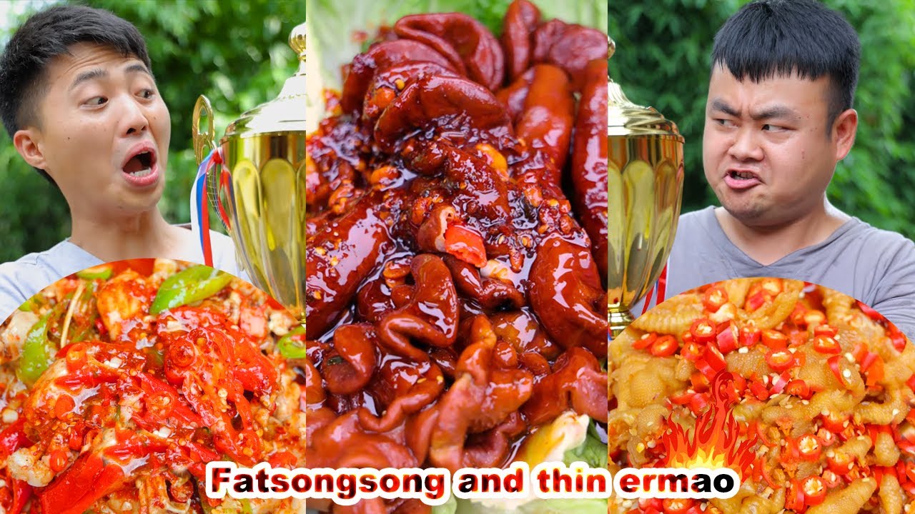 eating food | The spicy eating competition between Songsong and Ermao is really exciting! | mukbang eating food | The spicy eating competition between Songsong and Ermao is really exciting! | mukbang