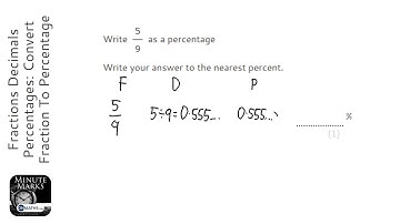 Fractions Decimals Percentages: Convert Fraction To Percentage (Calculator) (Grade 2) - GCSE Maths