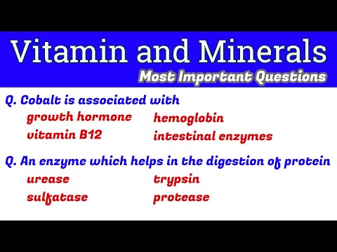 Minerals and Vitamins MCQs | What are the most common vitamins?
