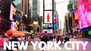 Rainy Walking Tour NYC 🗽| Crosstown Through Times Square | 46th Street Manhattan【4K】