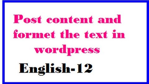Writing the content in wordpress post  and format the text English-12-vlr training