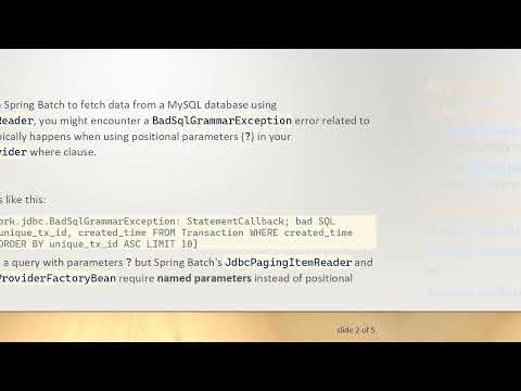 Fixing BadSqlGrammarException in Spring Batch with JdbcPagingItemReader and Named Parameters