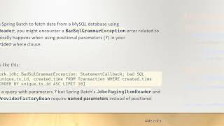 Fixing BadSqlGrammarException in Spring Batch with JdbcPagingItemReader and Named Parameters