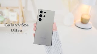 Samsung Galaxy S24 UltraAesthetic Unboxing | Titanium GreyPreorder Accessories,Smart Tag2,Buds FE