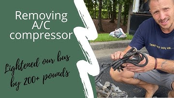 Removing our AC Compressor in a Skoolie - School Bus Conversion - VIDEO