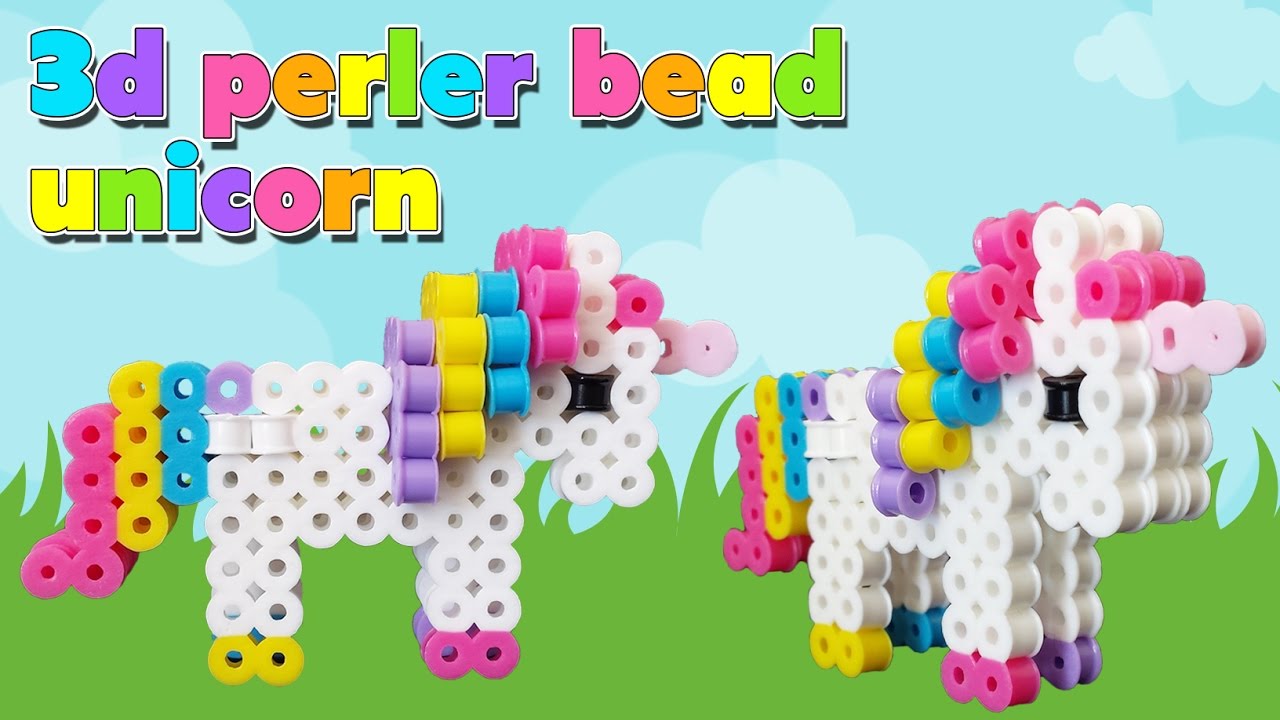 How To Make A Cute Perler Bead 3D Unicorn - YouTube