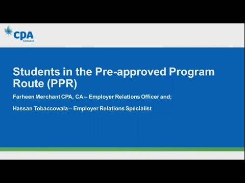 Practical Experience Webinar - Student in the Pre-Approved Program (PPR)