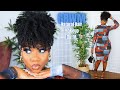 GRWM: NATURAL HAIRSTYLE, ELECTRIC BLUE EYE MAKEUP, AND OUTFIT (Shein, Fashion Nova, Telfar)