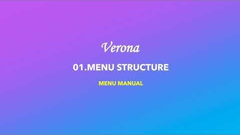 01  Menu Structure - VeronaPOS