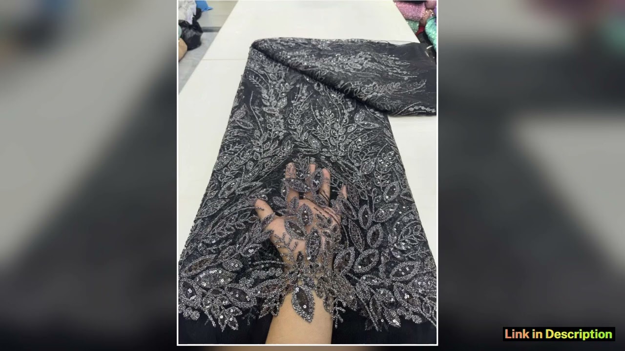 5 Yards African Mesh Lace Sequin FabricFor SewingClothesBeadedTulleWedding