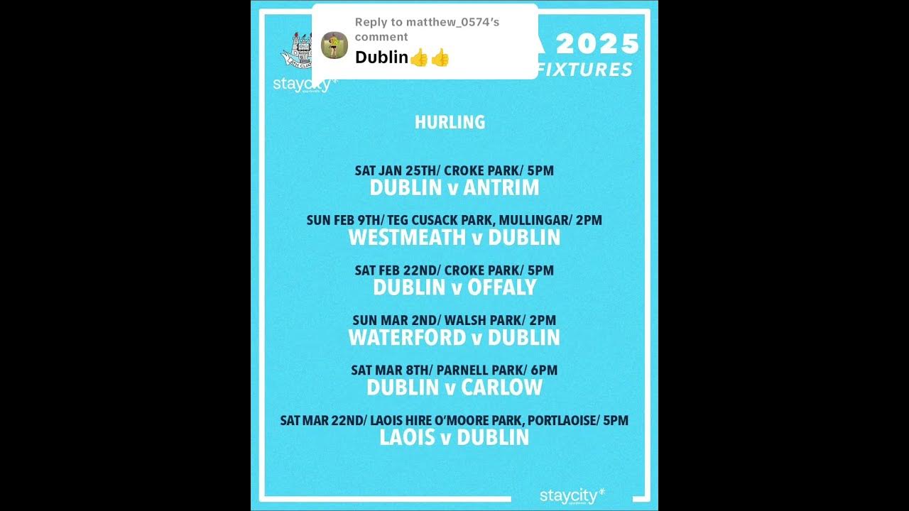 Dublin Allianz League Fixtures 2025 YouTube