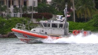 US Coast Guard Response Boat Out & Back Thru Government's Cut, Miami