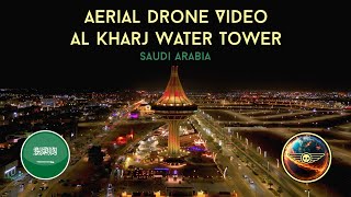 Al Kharj Water Tower At Night Aerial View