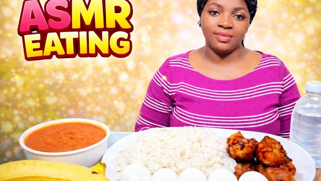 ASMR Eating | Spicy Chicken Mukbang with Rice & Banana