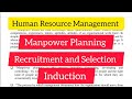 Human Resource Management ll Manpower Planning l Recruitment & Selection l Induction l UGC-NET Comm