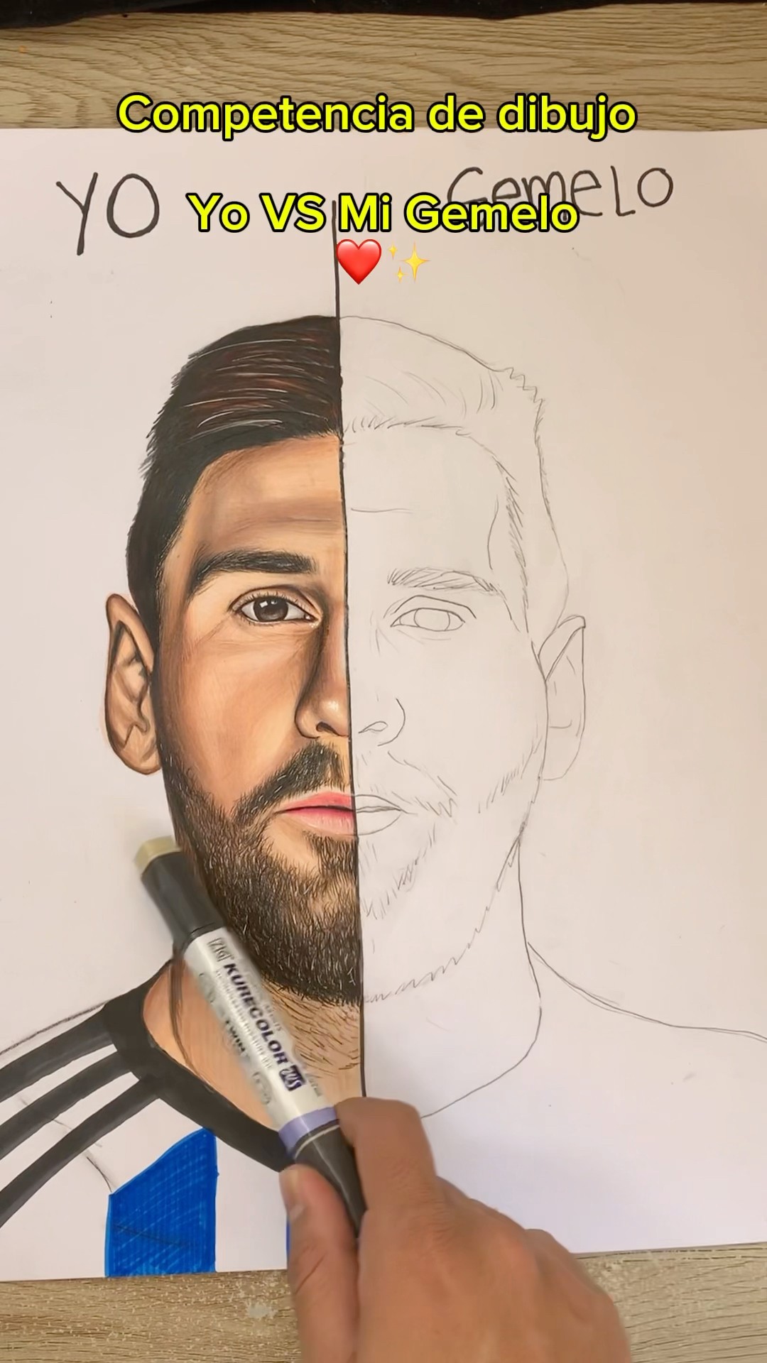 Competencia de dibujo yo versus mi gemelo ?❤️✨ #arte #dibujo