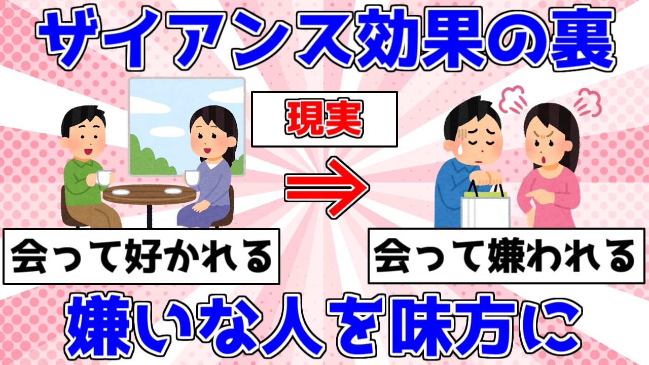 【心理】ザイアンス効果の裏！嫌いな人を味方に【ゆっくり解説】