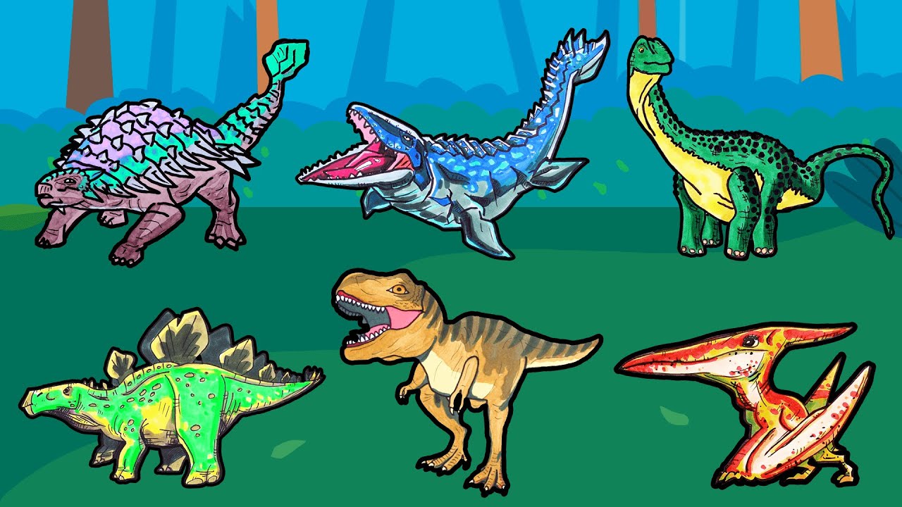 恐龙拼图｜繪圖遊戲｜Draw Game｜Find dinosaurs' bodies!｜幫恐龍找身體｜簡易繪圖恐龍｜Easy Drawing for Drawing Beginners