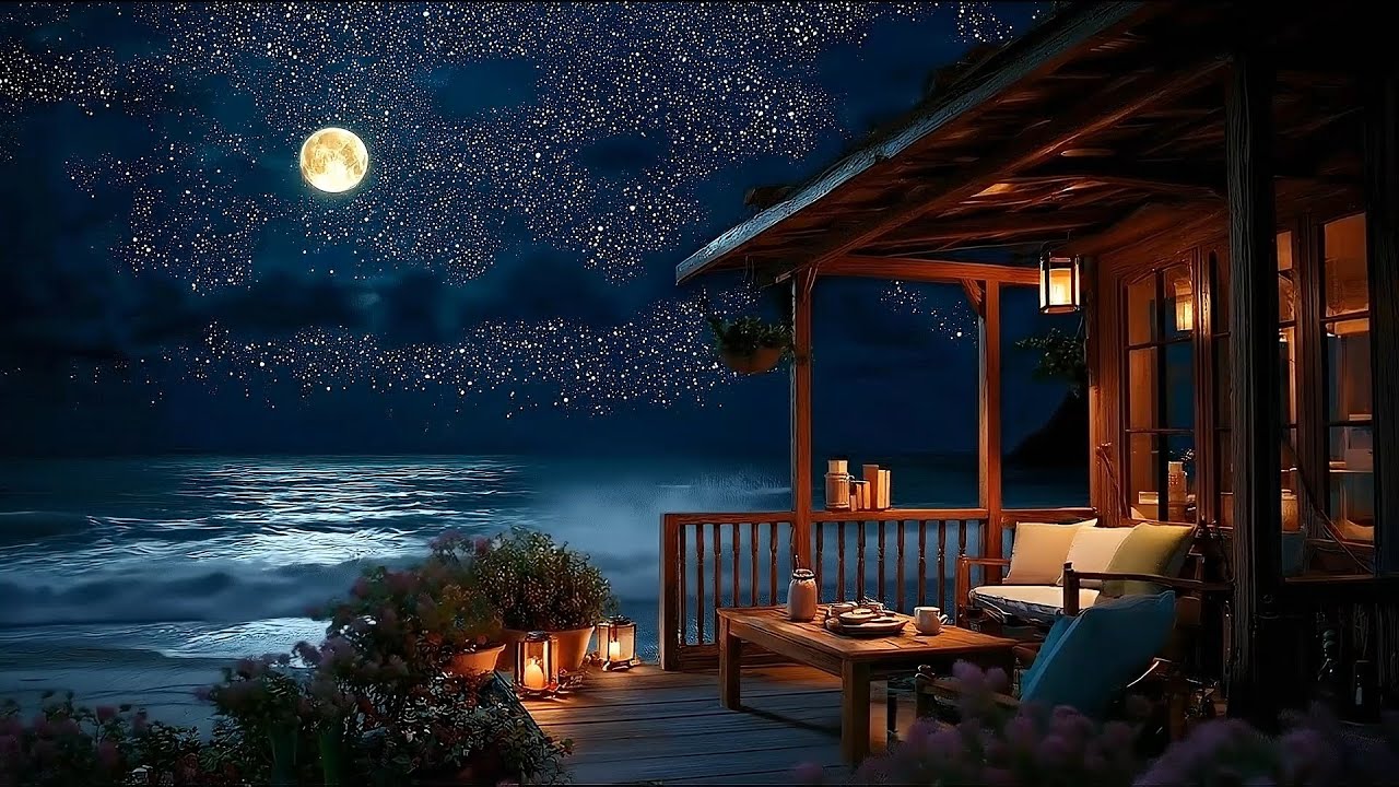 Relaxing Music With Night Sea Wave • Heals Stress, Anxiety, and Depression • Helps You Sleep Soundly