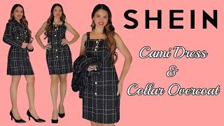 Shein Plaid Tweed Cami Dress & Lapel Collar Overcoat / Authentic Review From Yours Truly #fashion